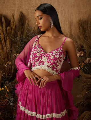 Shloka Khialani-Hot Pink Feya Gown With Dupatta-INDIASPOPUP.COM