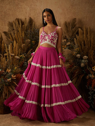 Shloka Khialani-Hot Pink Feya Gown With Dupatta-INDIASPOPUP.COM