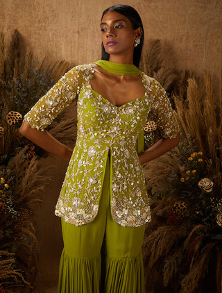 Shloka Khialani-Light Green Mira Embellished Sharara Set-INDIASPOPUP.COM