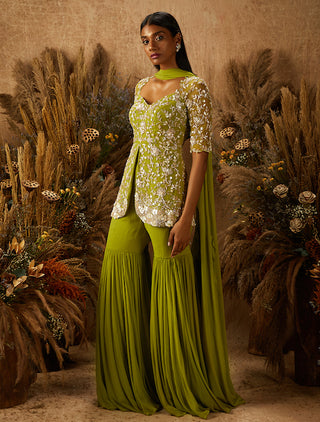 Shloka Khialani-Light Green Mira Embellished Sharara Set-INDIASPOPUP.COM