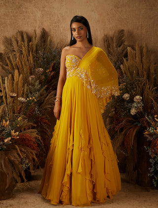 Shloka Khialani-Yellow Avery Cape Anarkali-INDIASPOPUP.COM