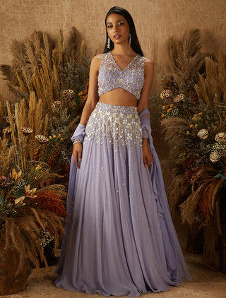 Shloka Khialani-Purple Laura Embellished Lehenga Set-INDIASPOPUP.COM