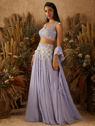 Shloka Khialani-Purple Laura Embellished Lehenga Set-INDIASPOPUP.COM