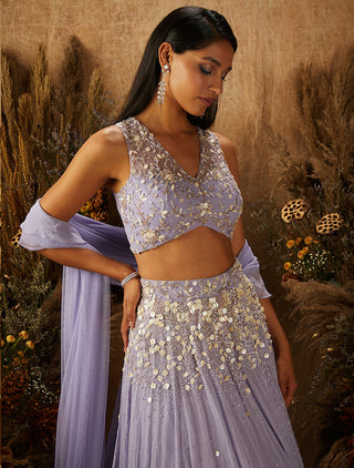Shloka Khialani-Purple Laura Embellished Lehenga Set-INDIASPOPUP.COM