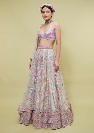 Tamanna Punjabi Kapoor-Green Mirror Embellished Lehenga Set-INDIASPOPUP.COM
