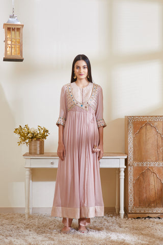 Shyam Narayan Prasad-Old Rose Pink Angrakha Set-INDIASPOPUP.COM