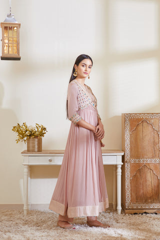 Shyam Narayan Prasad-Old Rose Pink Angrakha Set-INDIASPOPUP.COM
