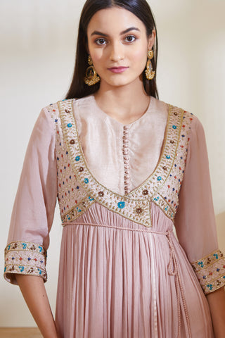 Shyam Narayan Prasad-Old Rose Pink Angrakha Set-INDIASPOPUP.COM