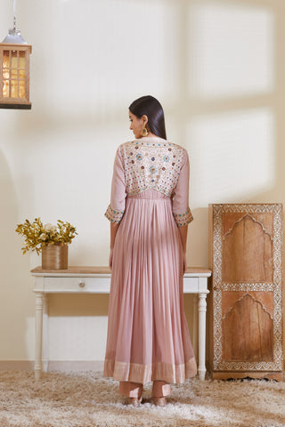 Shyam Narayan Prasad-Old Rose Pink Angrakha Set-INDIASPOPUP.COM