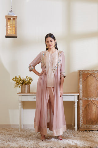 Shyam Narayan Prasad-Old Rose Pink Angrakha Set-INDIASPOPUP.COM