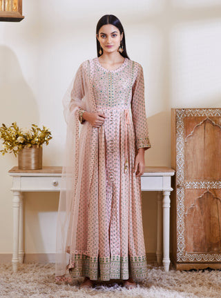 Shyam Narayan Prasad-Old Rose Pink Anarkali Set-INDIASPOPUP.COM