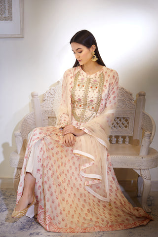 Shyam Narayan Prasad-Off White Embroidered Anarkali Set-INDIASPOPUP.COM