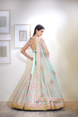 Shyam Narayan Prasad-Blue Embroidered Lehenga Set-INDIASPOPUP.COM