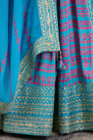 Shyam Narayan Prasad-Light Blue Embroidered Lehenga Set-INDIASPOPUP.COM