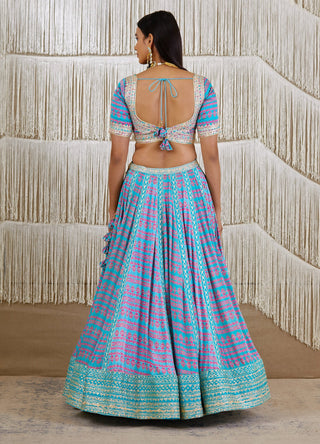Shyam Narayan Prasad-Light Blue Embroidered Lehenga Set-INDIASPOPUP.COM