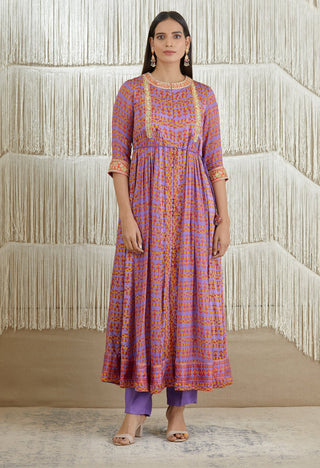 Shyam Narayan Prasad-Purple Embroidered Anarkali Set-INDIASPOPUP.COM