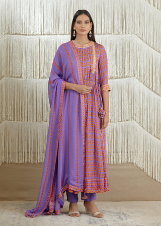 Shyam Narayan Prasad-Purple Embroidered Anarkali Set-INDIASPOPUP.COM