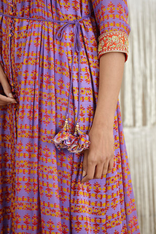 Shyam Narayan Prasad-Purple Embroidered Anarkali Set-INDIASPOPUP.COM