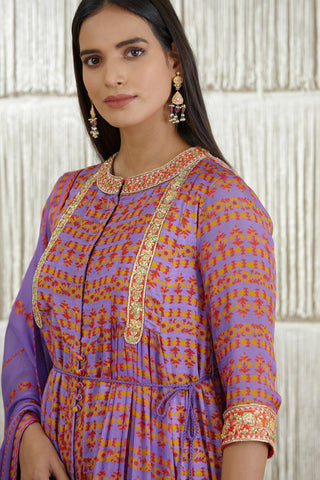 Shyam Narayan Prasad-Purple Embroidered Anarkali Set-INDIASPOPUP.COM