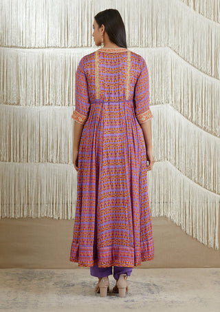 Shyam Narayan Prasad-Purple Embroidered Anarkali Set-INDIASPOPUP.COM