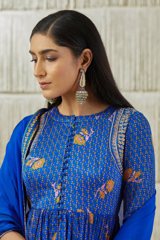 Shyam Narayan Prasad-Royal Blue Embroidered Sharara Set-INDIASPOPUP.COM