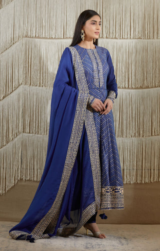 Shyam Narayan Prasad-Royal Blue Embroidered Kurta Set-INDIASPOPUP.COM