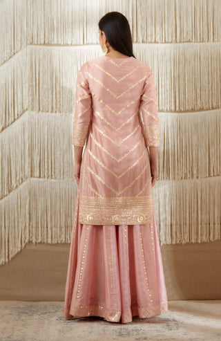 Shyam Narayan Prasad-Powder Pink Embroidered Sharara Set-INDIASPOPUP.COM