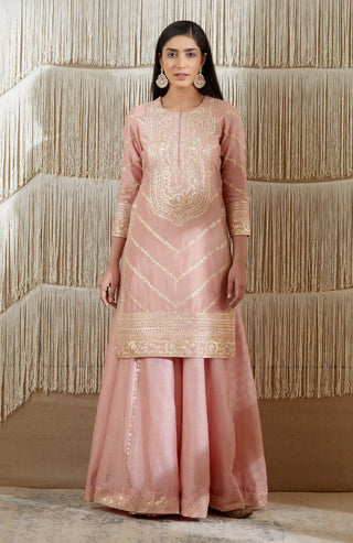 Shyam Narayan Prasad-Powder Pink Embroidered Sharara Set-INDIASPOPUP.COM