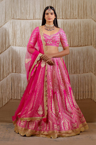 Shyam Narayan Prasad-Pink Gota Embroidered Lehenga Set-INDIASPOPUP.COM