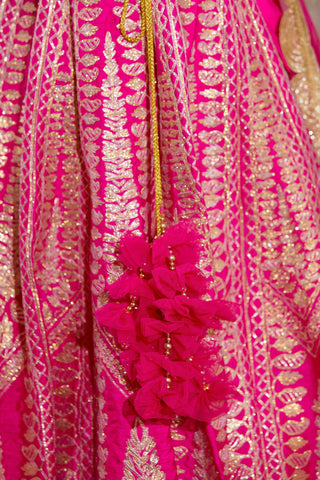 Shyam Narayan Prasad-Pink Gota Embroidered Lehenga Set-INDIASPOPUP.COM