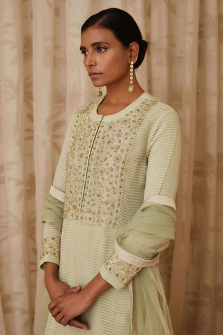 Shyam Narayan Prasad-Green Embroidered Kurta With Skirt Set-INDIASPOPUP.COM