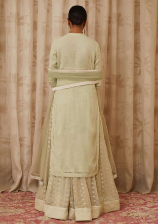 Shyam Narayan Prasad-Green Embroidered Kurta With Skirt Set-INDIASPOPUP.COM