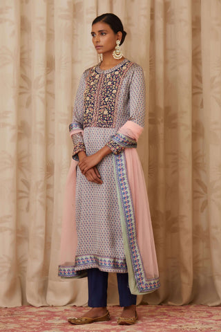 Shyam Narayan Prasad-Grey Embroidered Kurta Set-INDIASPOPUP.COM