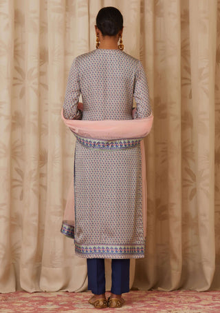 Shyam Narayan Prasad-Grey Embroidered Kurta Set-INDIASPOPUP.COM