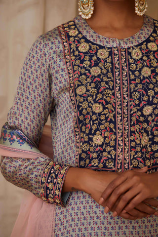 Shyam Narayan Prasad-Grey Embroidered Kurta Set-INDIASPOPUP.COM