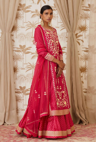Shyam Narayan Prasad-Pink Embroidered Kurta Skirt Set-INDIASPOPUP.COM