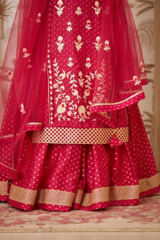 Shyam Narayan Prasad-Pink Embroidered Kurta Skirt Set-INDIASPOPUP.COM