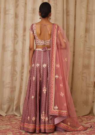 Shyam Narayan Prasad-Purple Embroidered Lehenga Set-INDIASPOPUP.COM