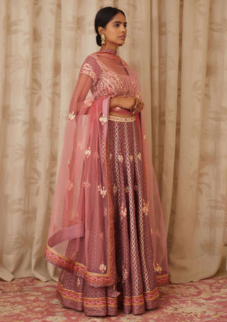Shyam Narayan Prasad-Purple Embroidered Lehenga Set-INDIASPOPUP.COM