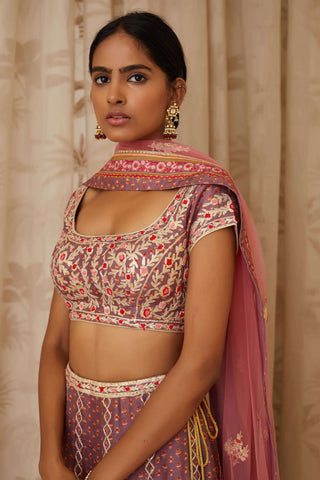 Shyam Narayan Prasad-Purple Embroidered Lehenga Set-INDIASPOPUP.COM