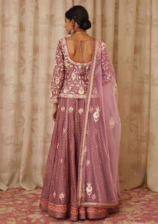 Shyam Narayan Prasad-Purple Embroidered Kurti Lehenga Set-INDIASPOPUP.COM