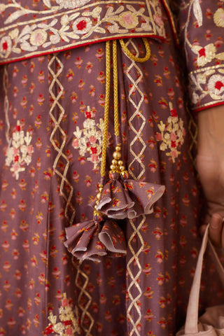 Shyam Narayan Prasad-Purple Embroidered Kurti Lehenga Set-INDIASPOPUP.COM