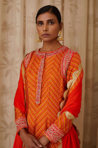 Shyam Narayan Prasad-Orange Embroidered Anarkali Set-INDIASPOPUP.COM