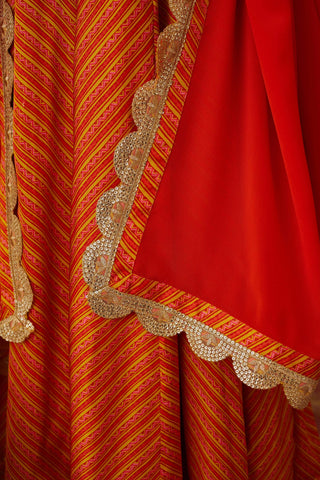 Shyam Narayan Prasad-Orange Embroidered Anarkali Set-INDIASPOPUP.COM