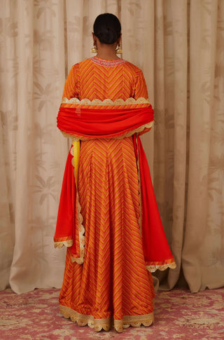 Shyam Narayan Prasad-Orange Embroidered Anarkali Set-INDIASPOPUP.COM