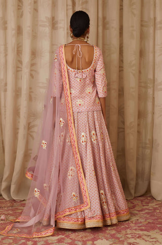 Shyam Narayan Prasad-Purple Embroidered Short Kurta & Skirt Set-INDIASPOPUP.COM