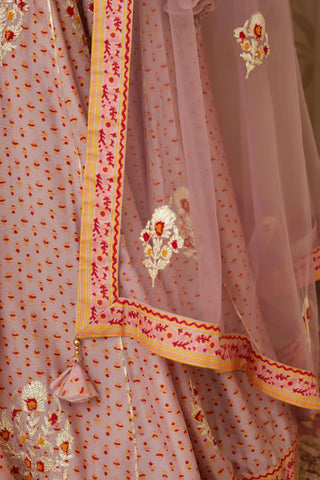 Shyam Narayan Prasad-Purple Embroidered Short Kurta & Skirt Set-INDIASPOPUP.COM