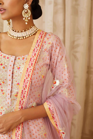 Shyam Narayan Prasad-Purple Embroidered Short Kurta & Skirt Set-INDIASPOPUP.COM
