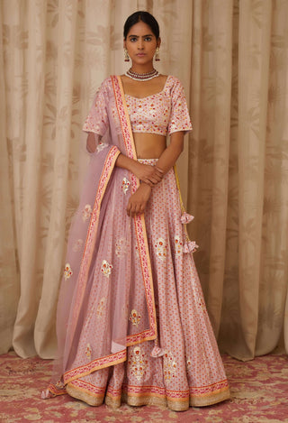 Shyam Narayan Prasad-Purple Embroidered Lehenga Set-INDIASPOPUP.COM