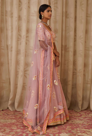 Shyam Narayan Prasad-Purple Embroidered Lehenga Set-INDIASPOPUP.COM